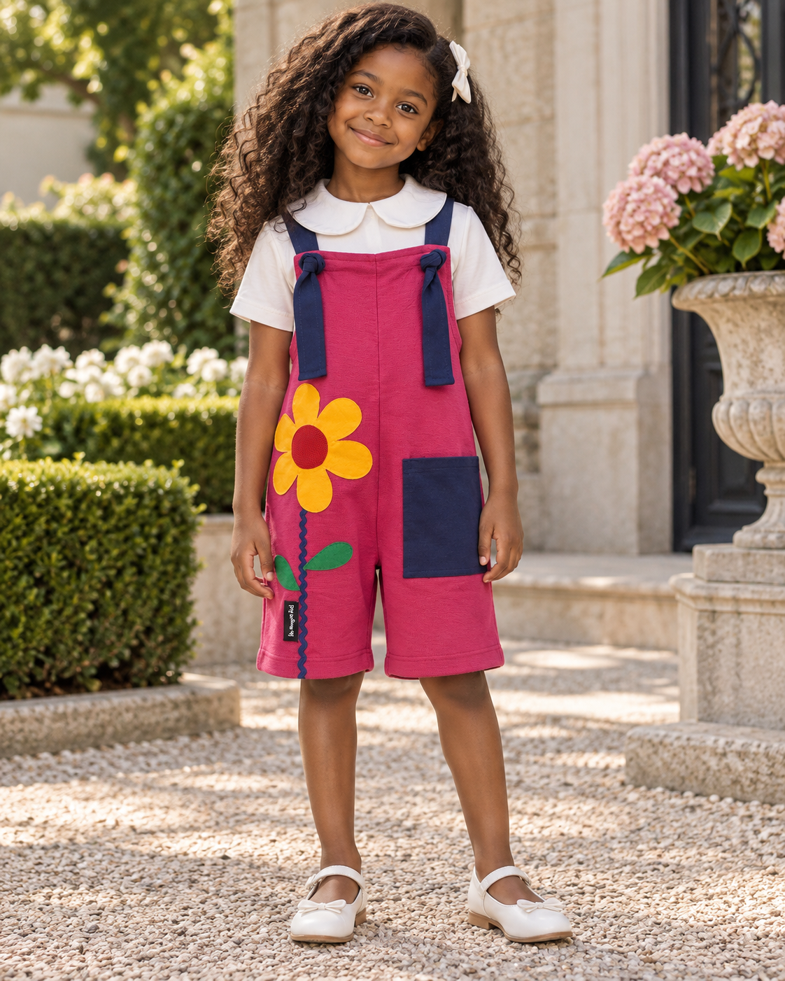 Jardineira Infantil Moletinho Flor Pink