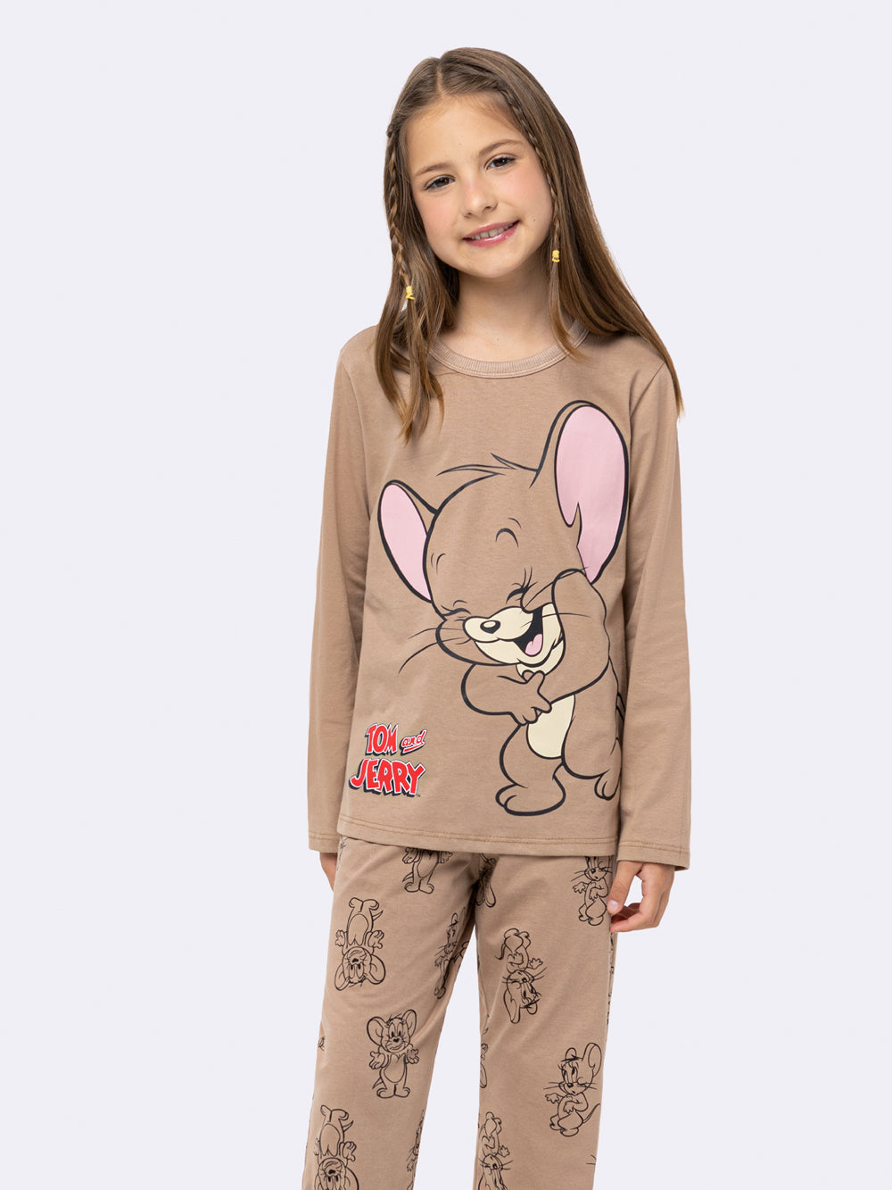 Pijama Infantil Jerry 100% Algodão Bege | Lili Picolé