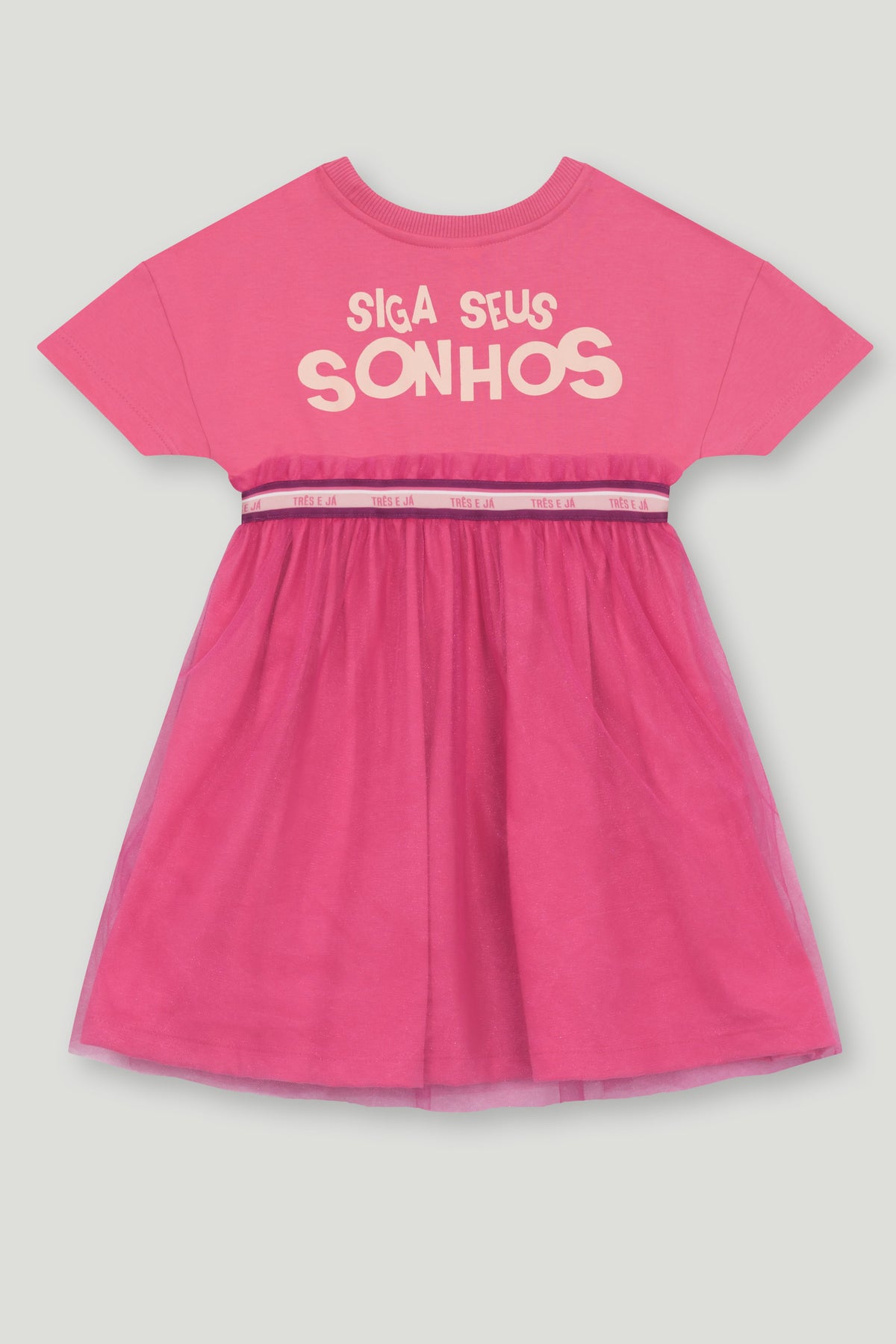 Vestido Manga Curta Infantil Pink | Lili Picolé