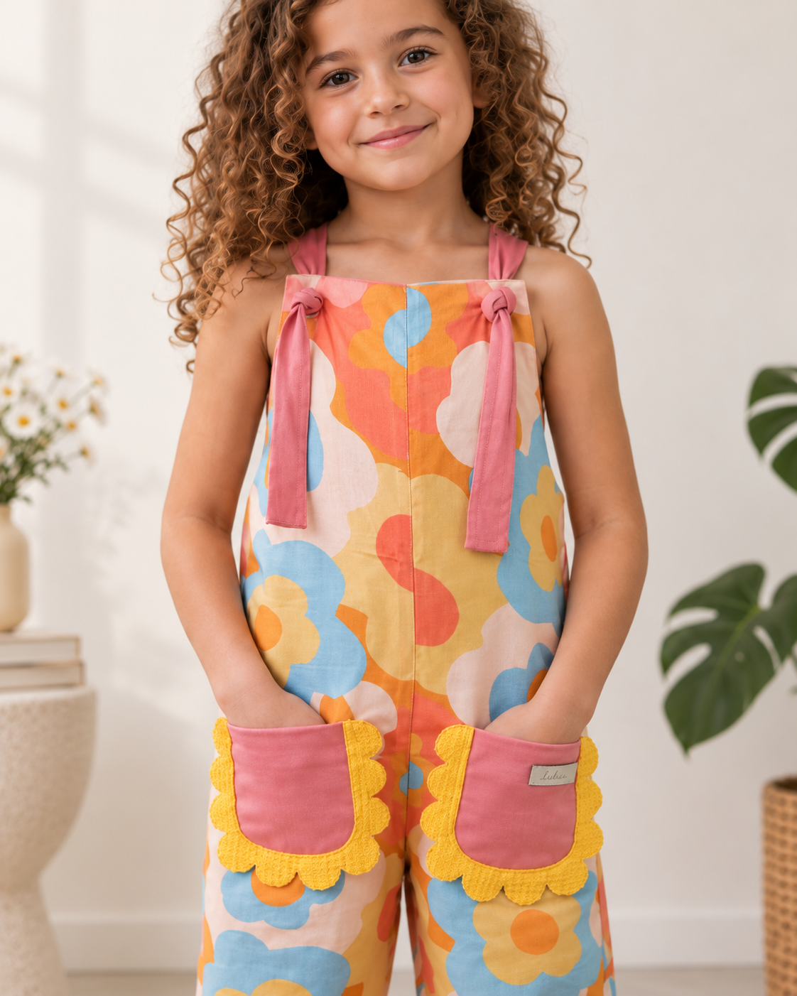 Jardineira Infantil Floral Alça Rose | Lili Picolé