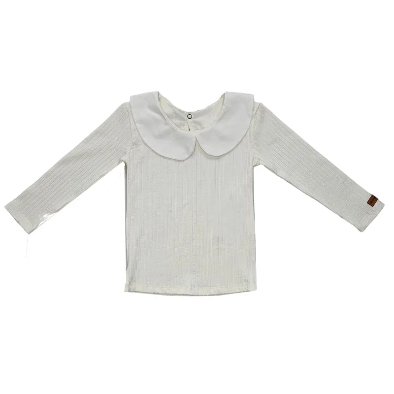 Blusa Infantil Canelada Gola Peter Pan Off White | Lili Picolé