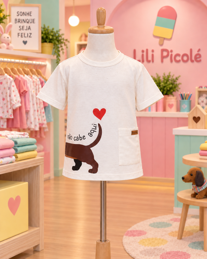 Camiseta Infantil Pet com Bolso Frontal | Lili Picolé