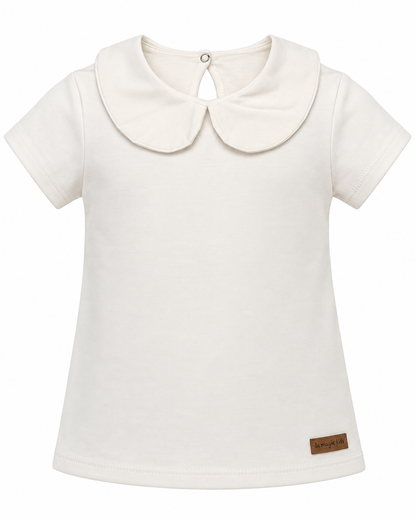 Camiseta Infantil Pima Gola de Tecido Branca