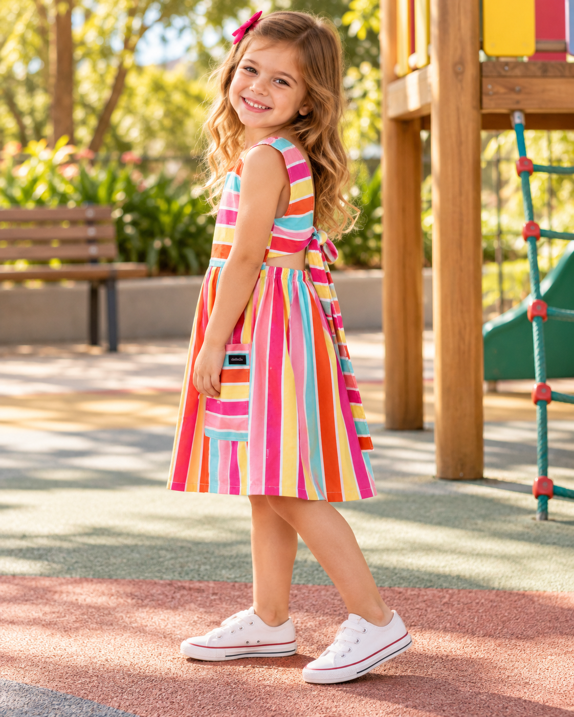 Vestido Infantil Listrado Laçarote | Lili Picolé