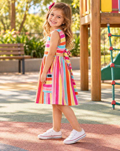 Vestido Infantil Listrado Laçarote | Lili Picolé