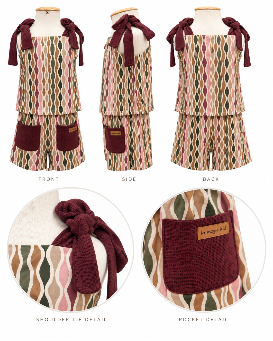 Conjunto Infantil Estampado Detalhes Bordô