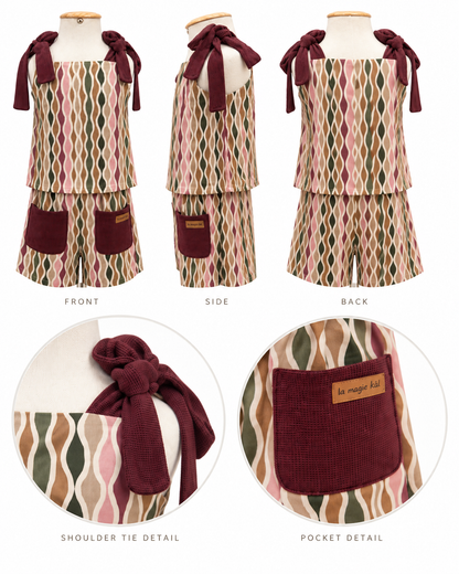 Conjunto Infantil Estampado Detalhes Bordô