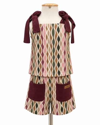 Conjunto Infantil Estampado Detalhes Bordô
