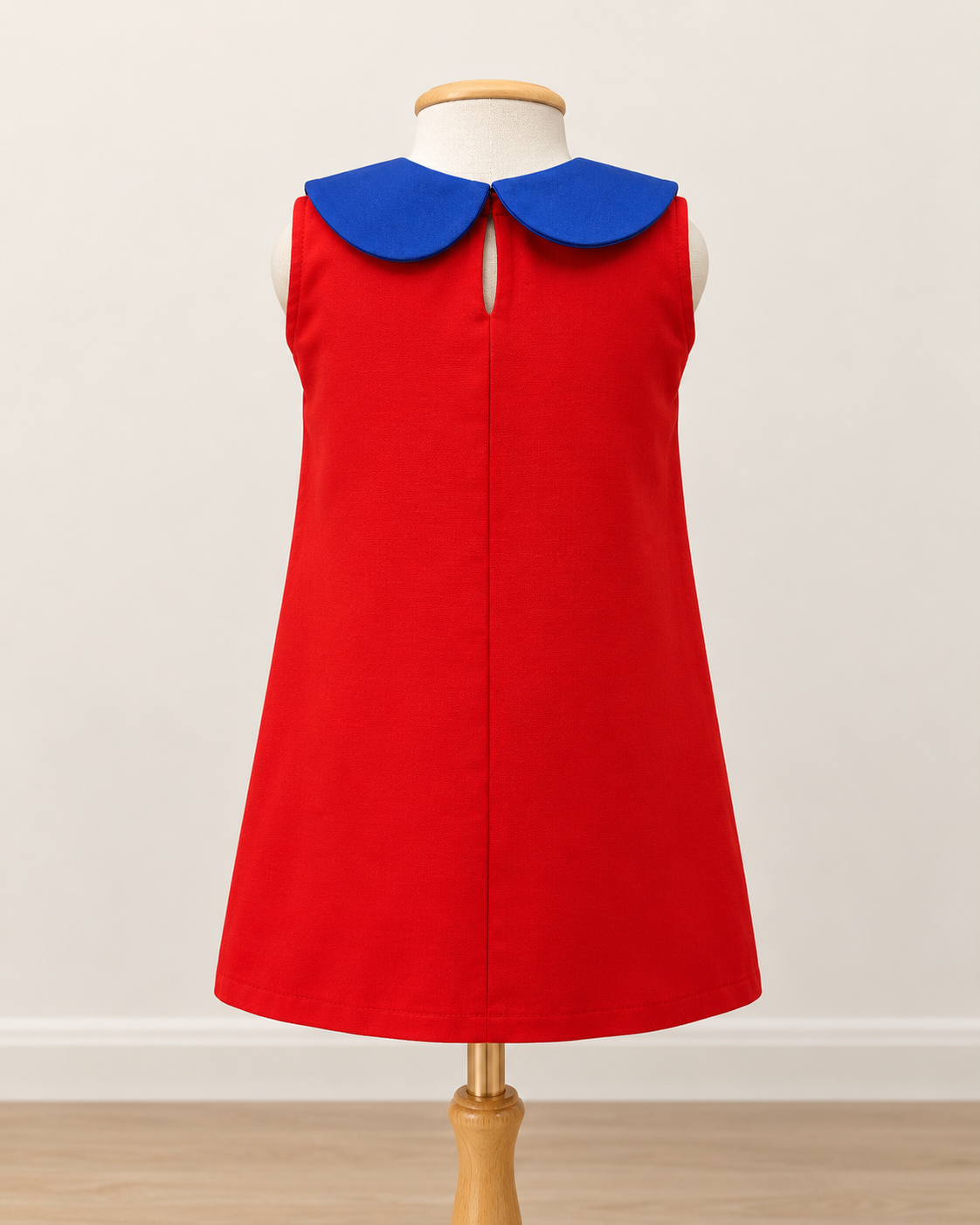 Vestido Infantil Vermelho Flores Azuis | Lili Picolé