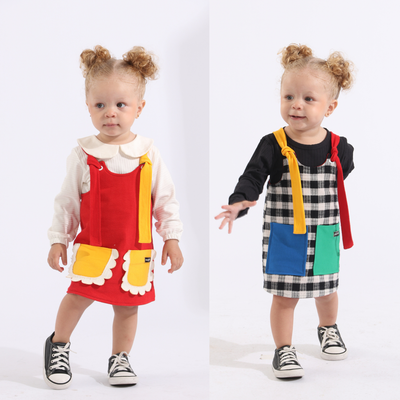 Vestido Jardineira Infantil 2 em 1 Dupla Face 100% Algodão - Lili Picolé