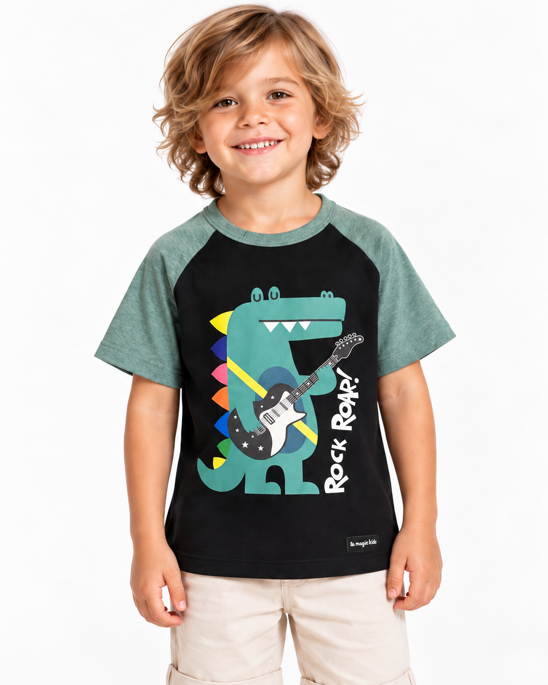 Camiseta Infantil Rock Dino Preta