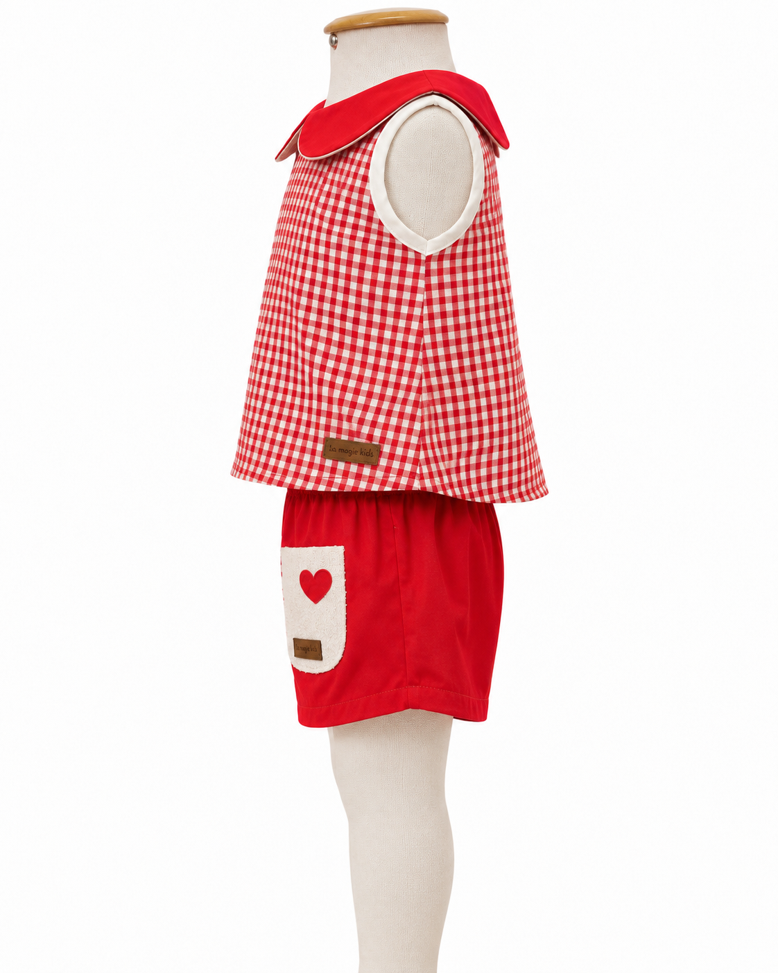 Conjunto Infantil Xadrez Vicky Shorts Vermelho