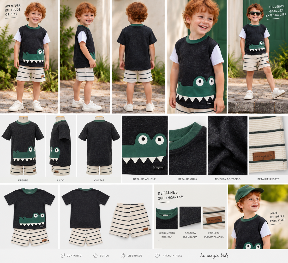 Conjunto Infantil Jacaré Verde