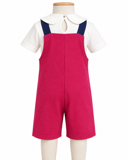 Jardineira Infantil Moletinho Flor Pink