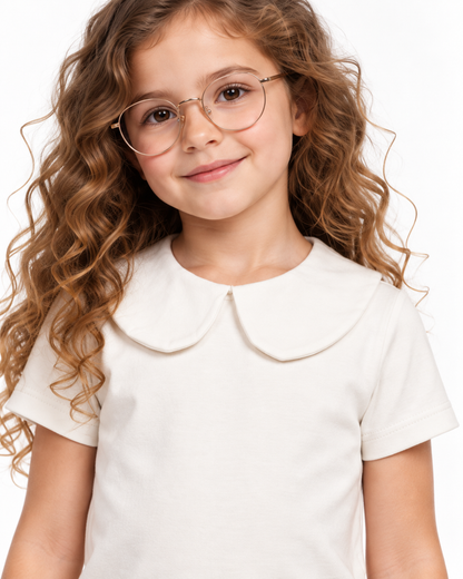 Camiseta Infantil Pima Gola de Tecido Branca