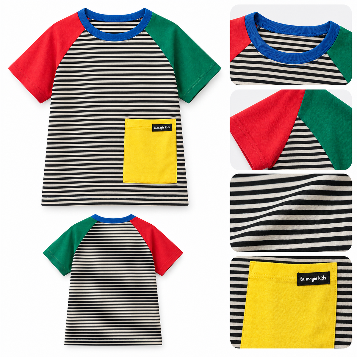 Camiseta Infantil Listrada Manga Colorida