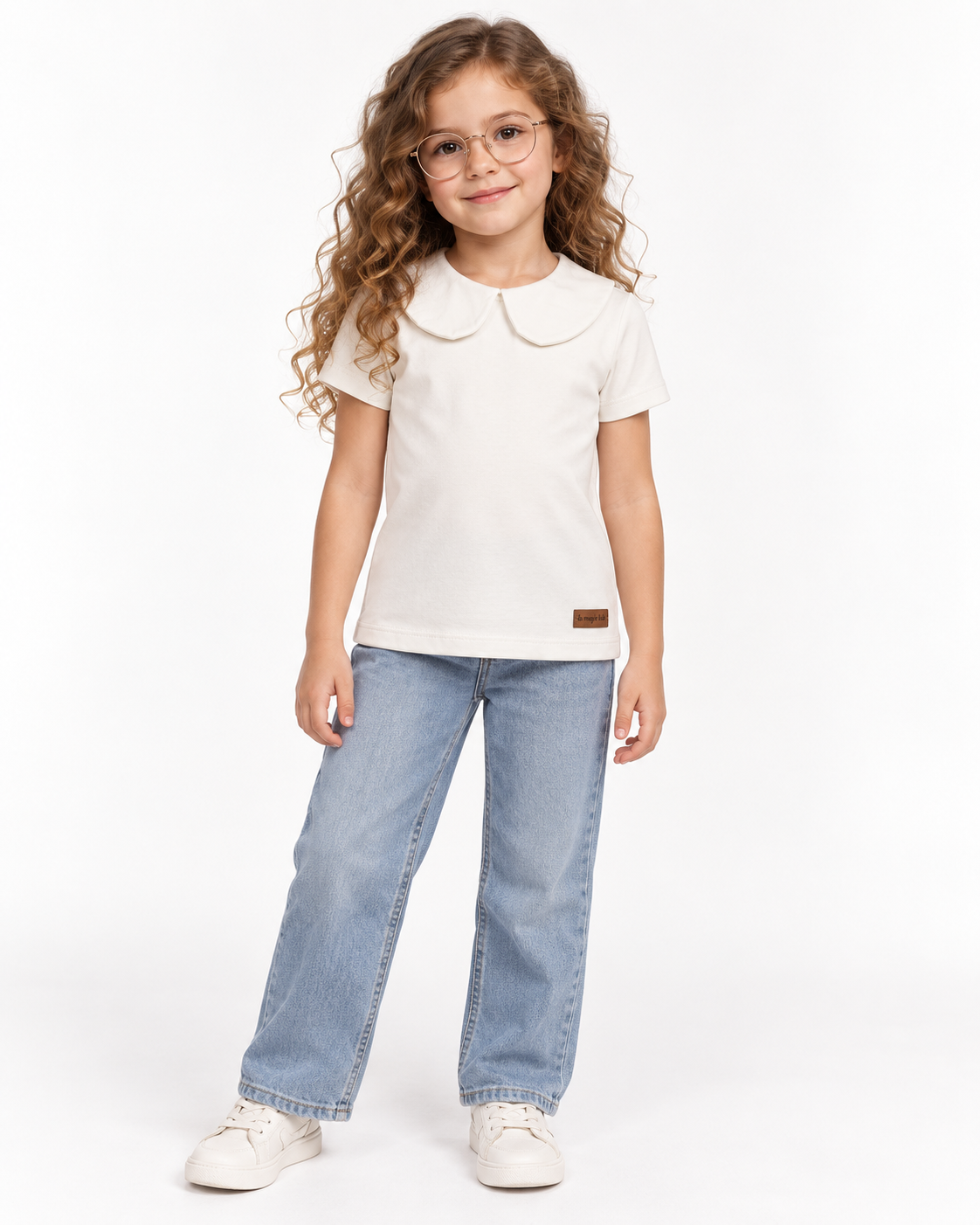 Camiseta Infantil Pima Gola de Tecido Branca
