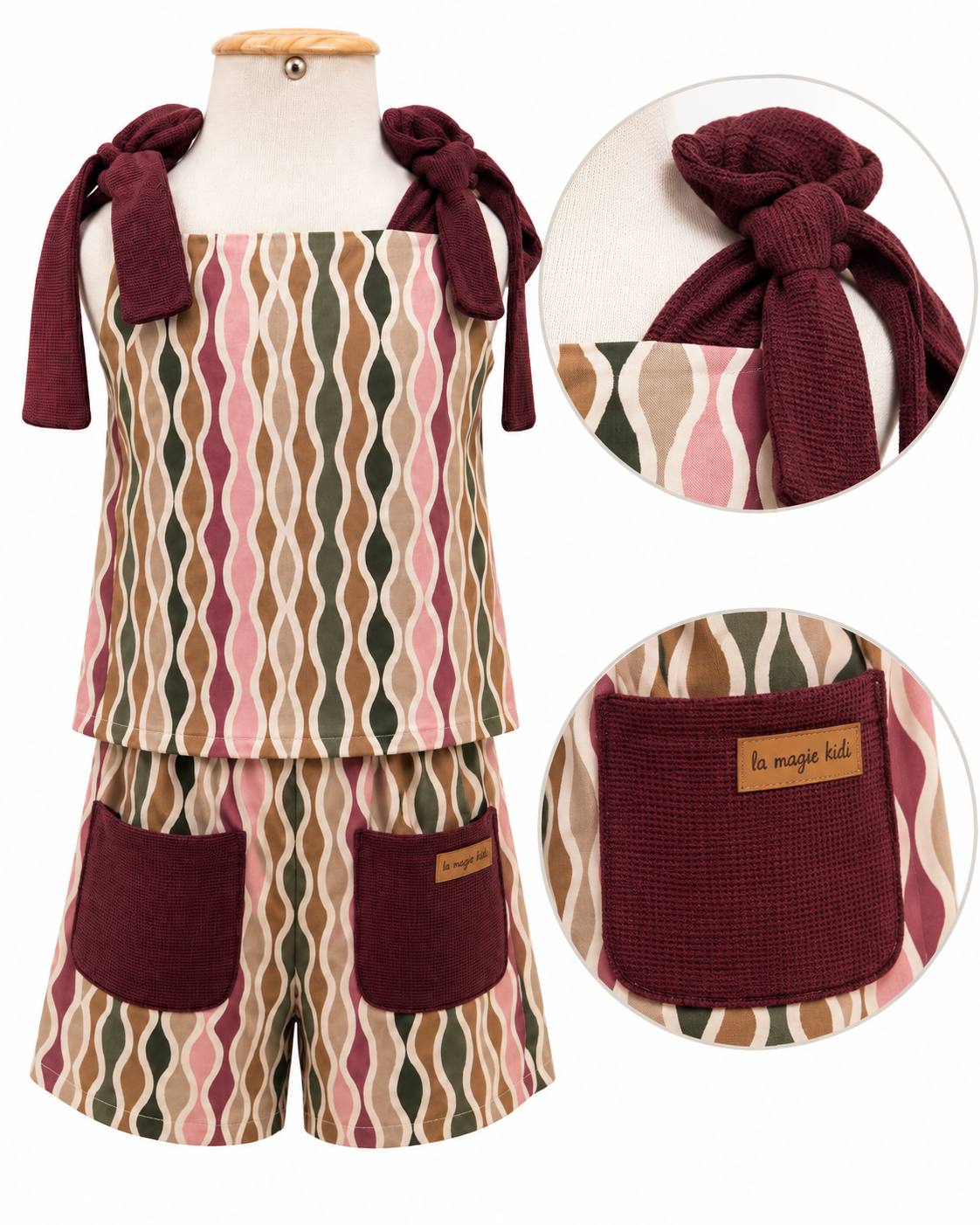 Conjunto Infantil Estampado Detalhes Bordô