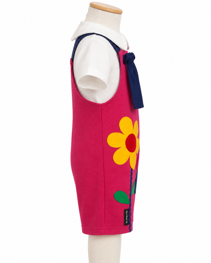 Jardineira Infantil Moletinho Flor Pink