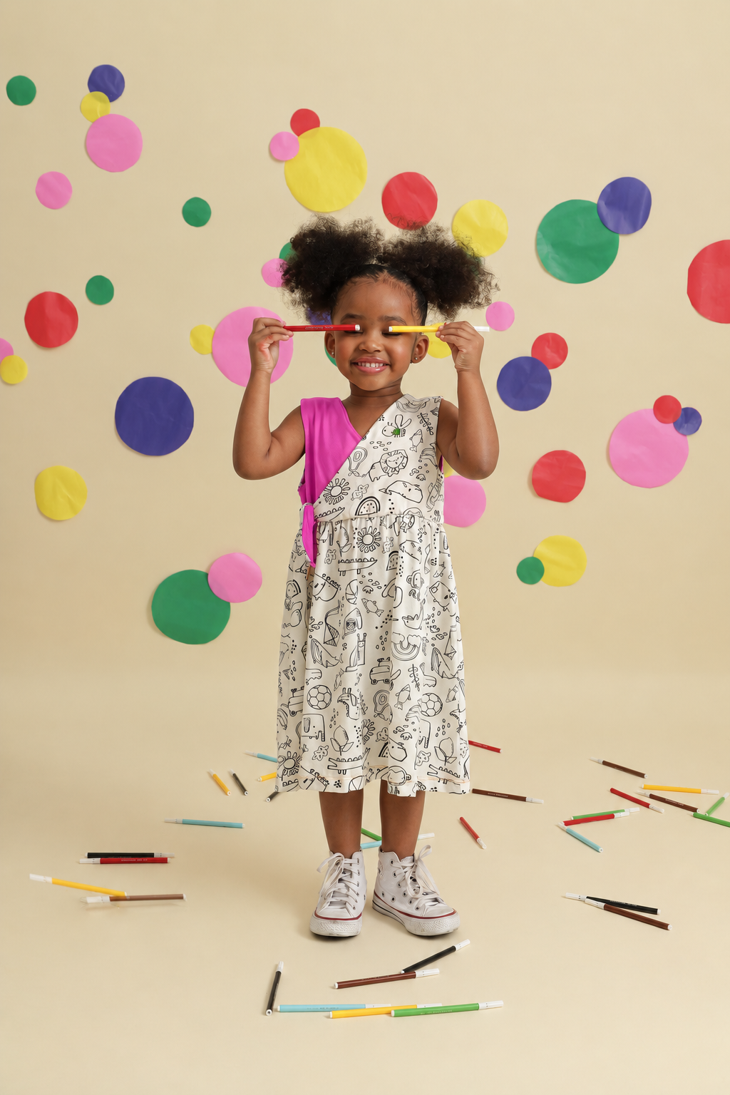 Vestido Infantil Pinta & Lava para Colorir