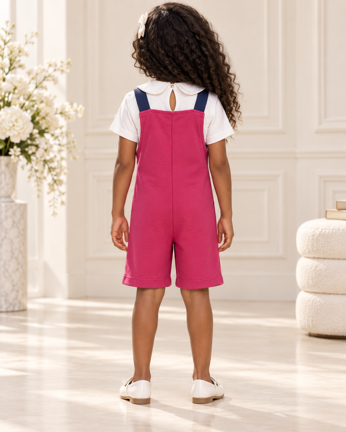 Jardineira Infantil Moletinho Flor Pink