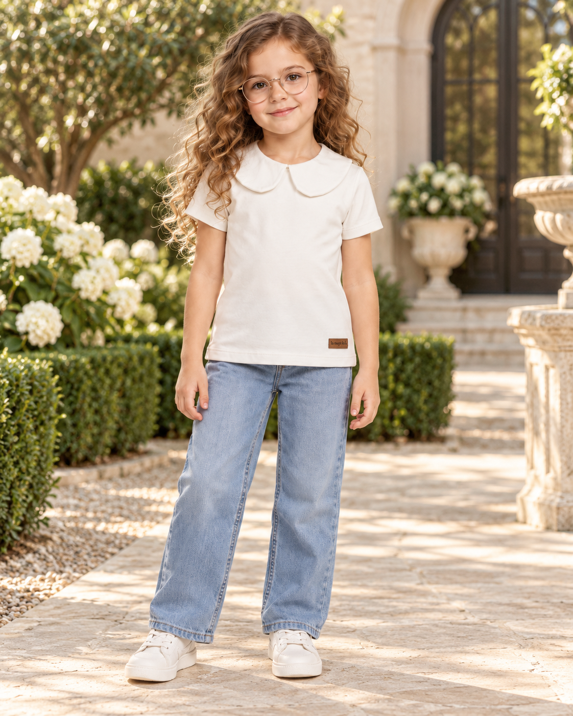 Camiseta Infantil Pima Gola de Tecido Branca