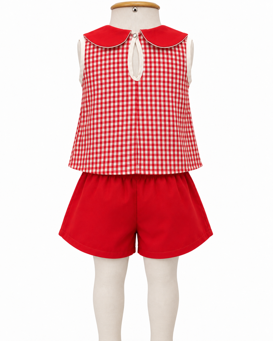 Conjunto Infantil Xadrez Vicky Shorts Vermelho