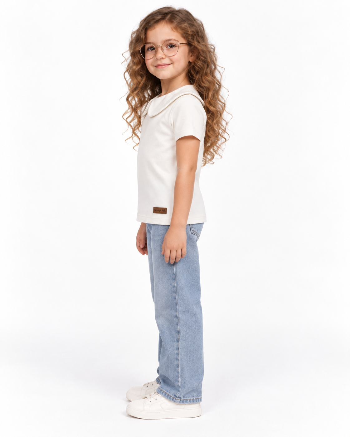 Camiseta Infantil Pima Gola de Tecido Branca