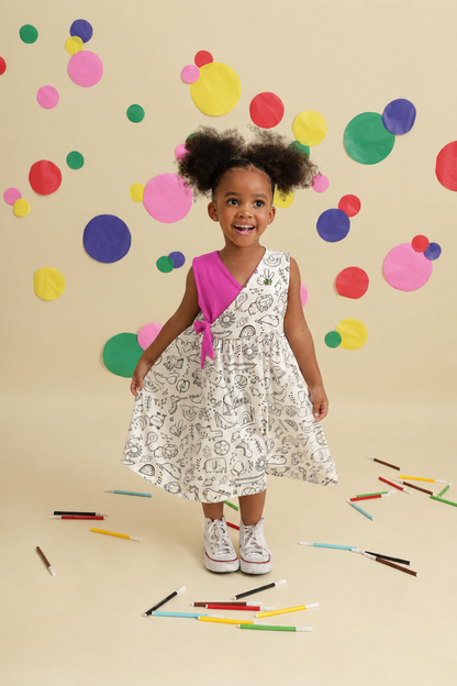Vestido Infantil Pinta & Lava para Colorir