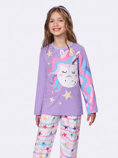 Pijama Infantil Unicórnio Estrelado | Lili Picolé