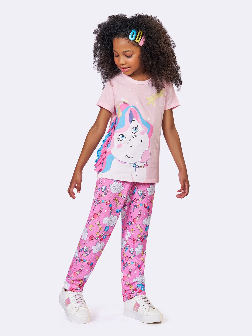 Pijama Infantil Unicórnio Rosa Manga Curta | Lili Picolé