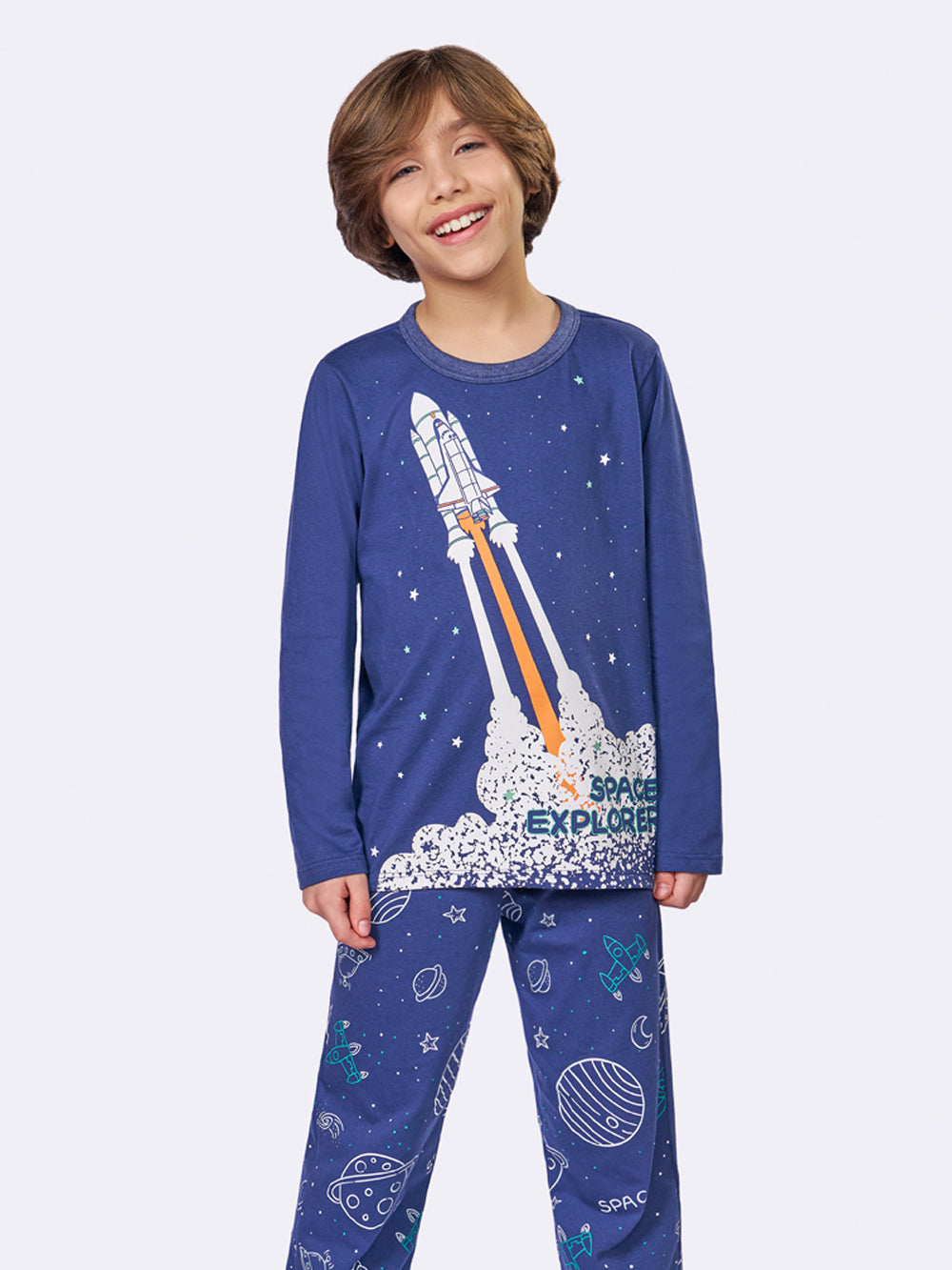 Pijama Infantil Space Explorer que Brilha no Escuro | Lili Picolé