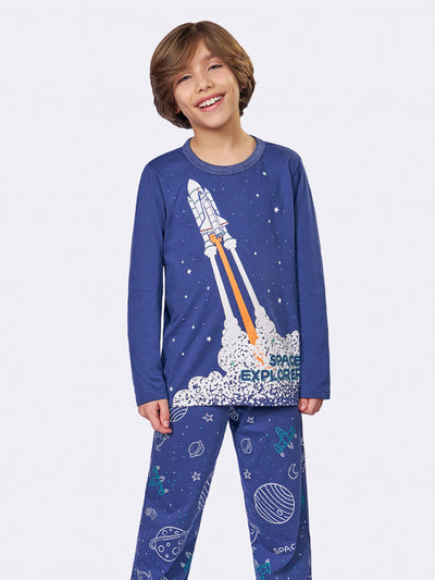 Pijama Infantil Space Explorer que Brilha no Escuro | Lili Picolé
