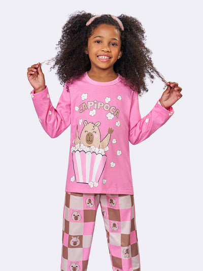 Pijama Infantil Capivara Capipoca Glitter | Lili Picolé