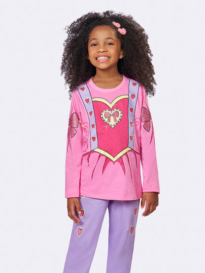 Pijama Infantil Princesa Corações Glitter | Lili Picolé