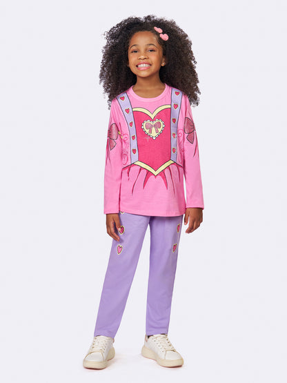 Pijama Infantil Princesa Corações Glitter | Lili Picolé