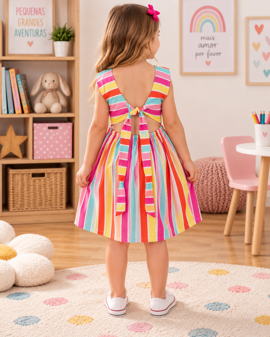 Vestido Infantil Listrado Laçarote | Lili Picolé