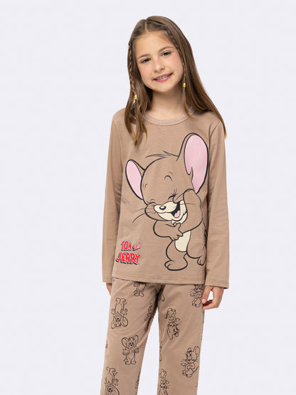 Pijama Infantil Jerry 100% Algodão Bege | Lili Picolé