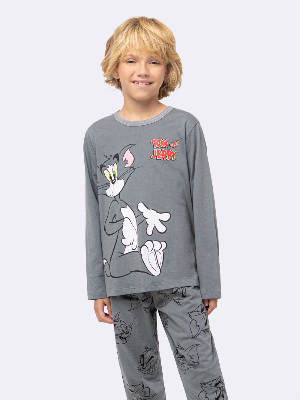 Pijama Infantil Tom e Jerry Cinza Algodão | Lili Picolé