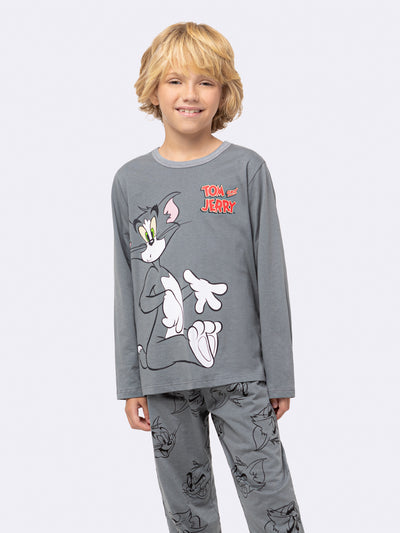 Pijama Infantil Tom e Jerry Cinza Algodão | Lili Picolé