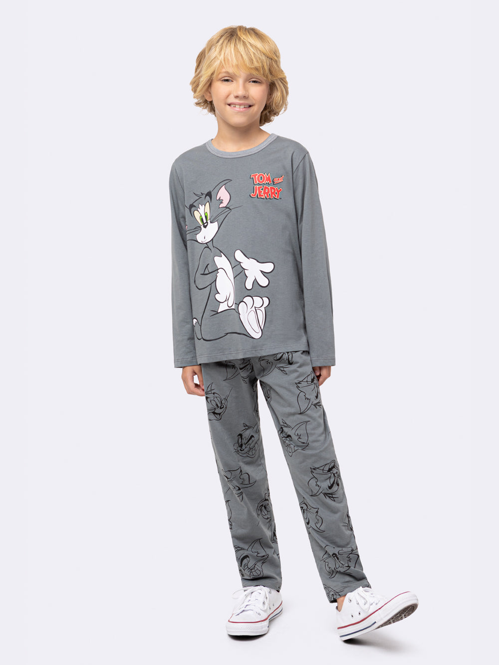 Pijama Infantil Tom e Jerry Cinza Algodão | Lili Picolé