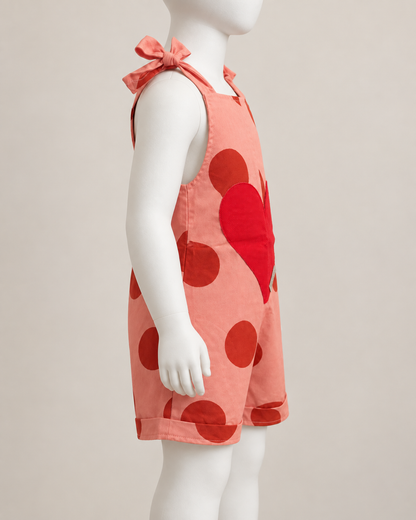 Macacão Infantil Bolotas Coração Vermelho | Lili Picolé