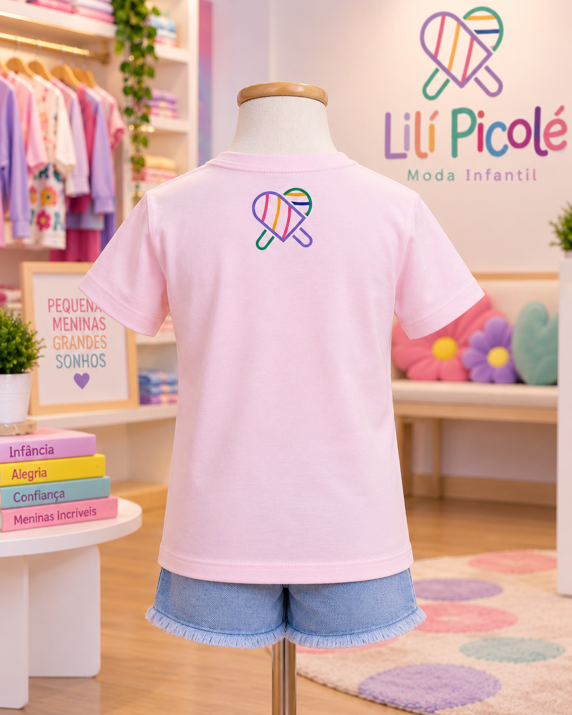 Camiseta Infantil Rosa | Lili Picolé
