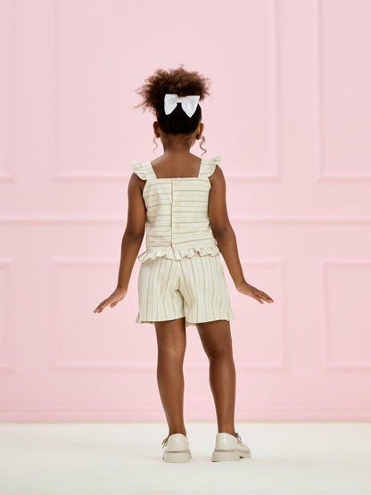 Conjunto Infantil Listrado Verde Shorts-Saia | Lili Picolé
