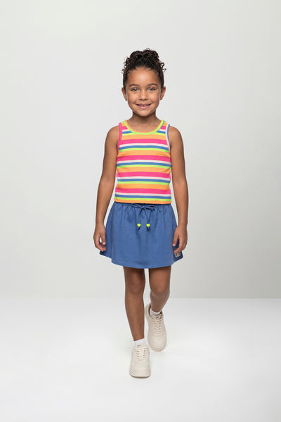 Conjunto Infantil Ribana Listrado com Saia e Short | Lili Picolé