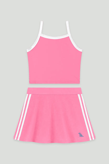 Conjunto Infantil Fitness Blusa e Saia-Short Rosa | Lili Picolé