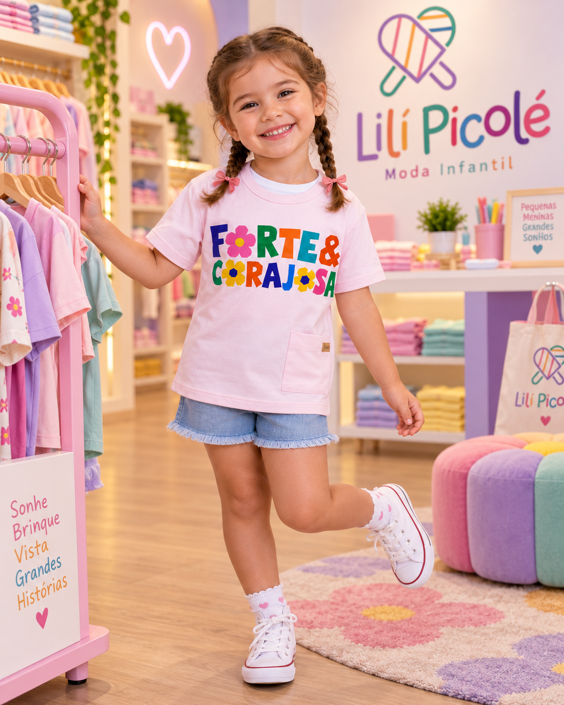 Camiseta Infantil Rosa | Lili Picolé