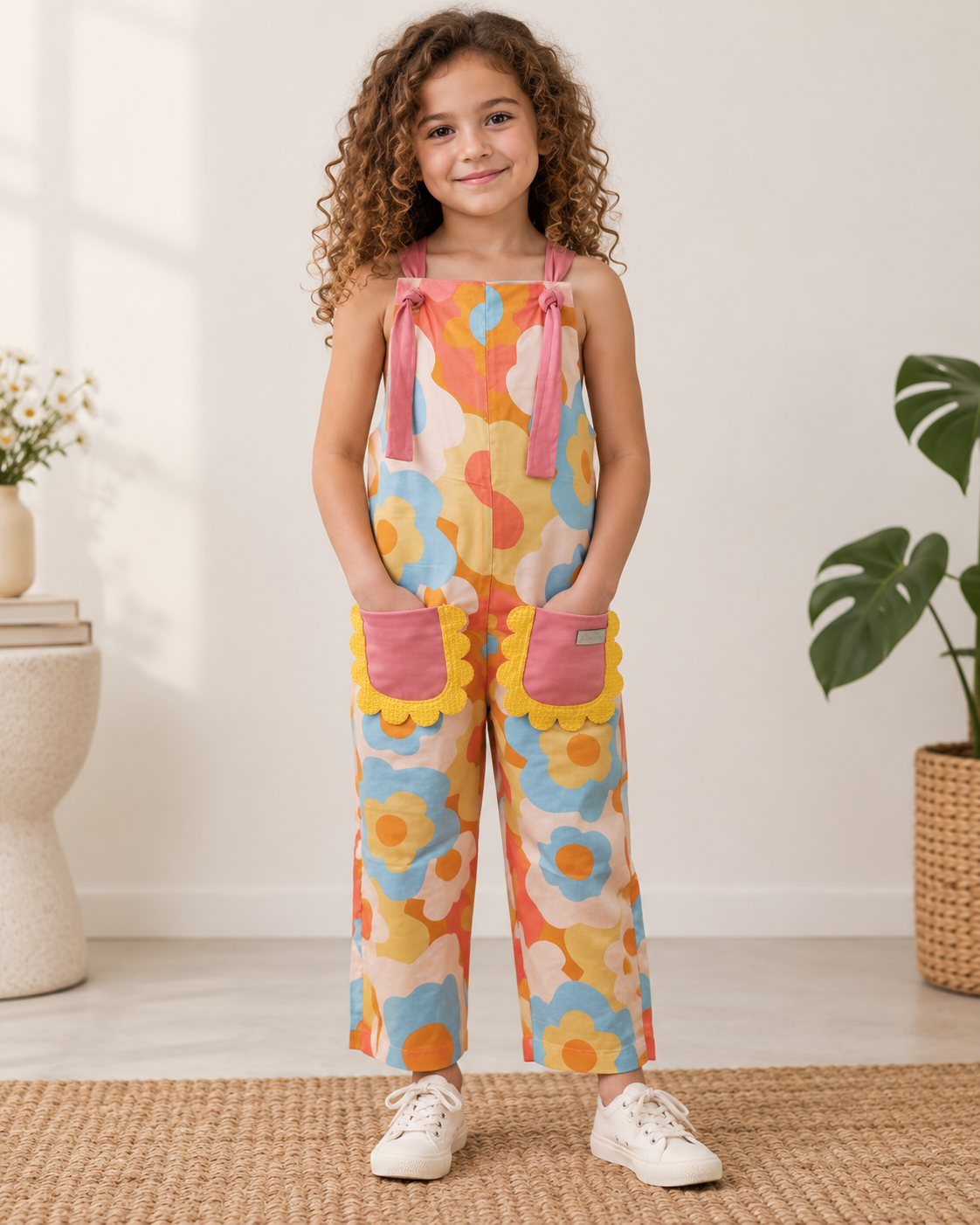 Jardineira Infantil Floral Alça Rose | Lili Picolé