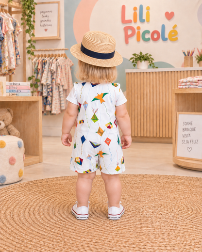 Macacão Infantil Pipa Branco | Lili Picolé
