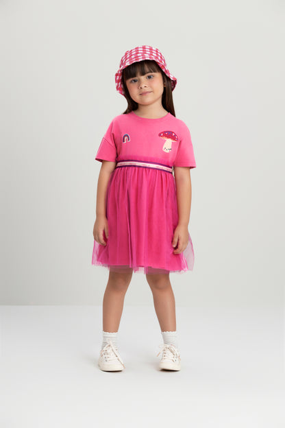 Vestido Manga Curta Infantil Pink | Lili Picolé